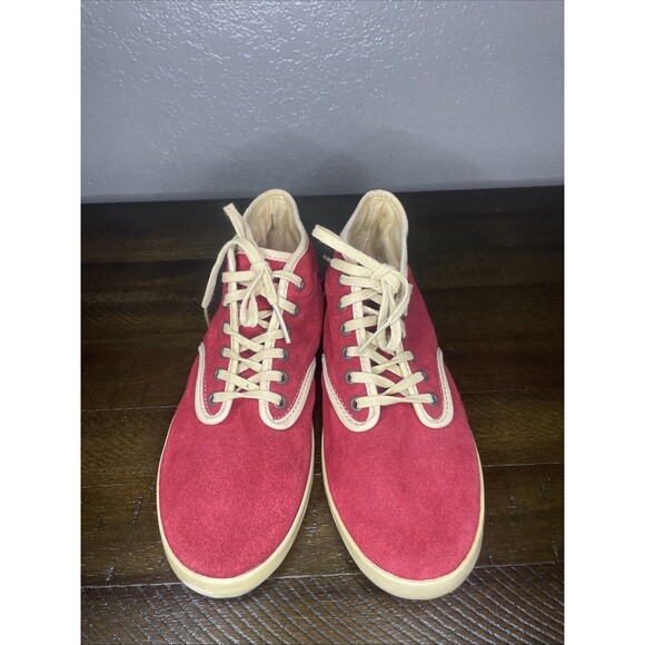Rare Vintage Women’s 7.5 Vans Surf Siders Red Suede High Top Casual Skate Shoes - Picture 5 of 8